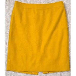 J Crew The Pencil Skirt Wool Mustard Yellow Classic Preppy Sheath